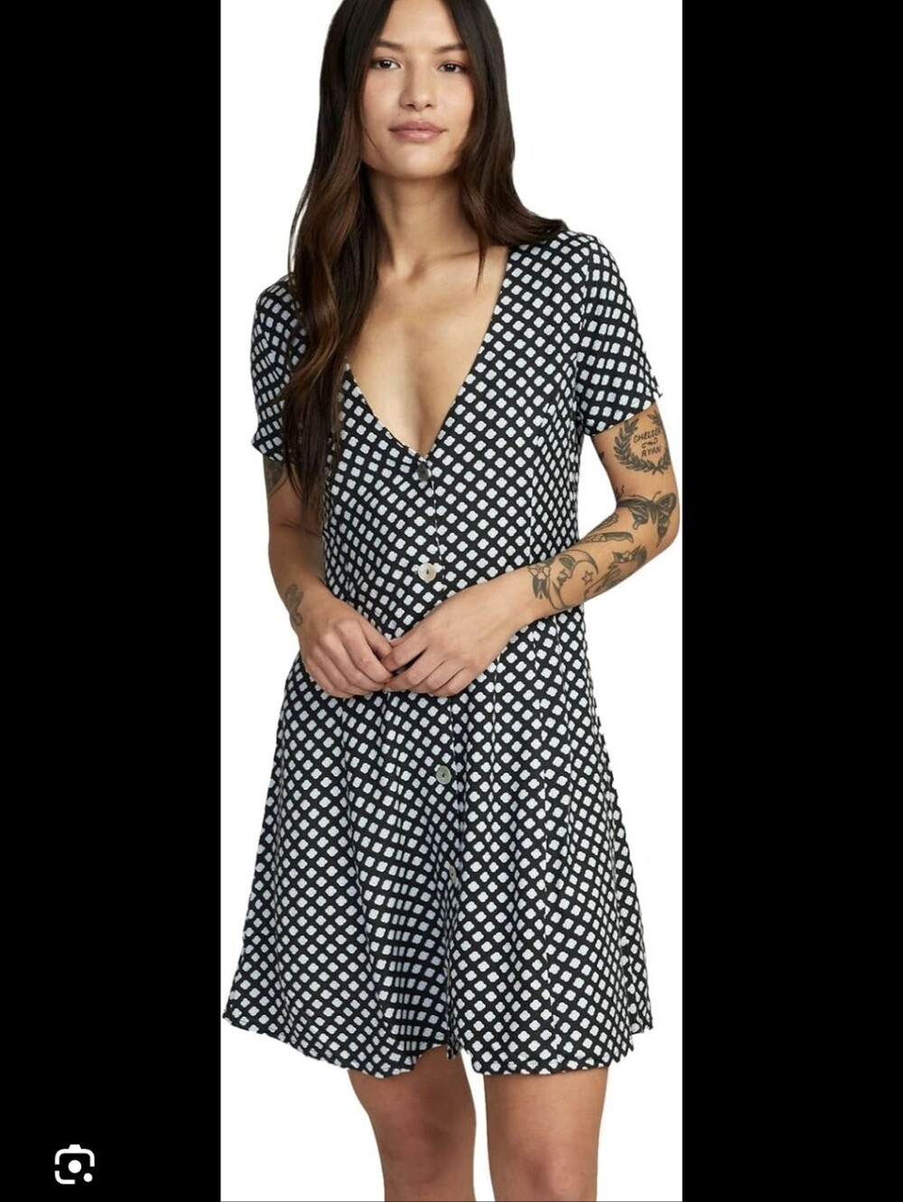 RVCA Black And White Mini Dress XS